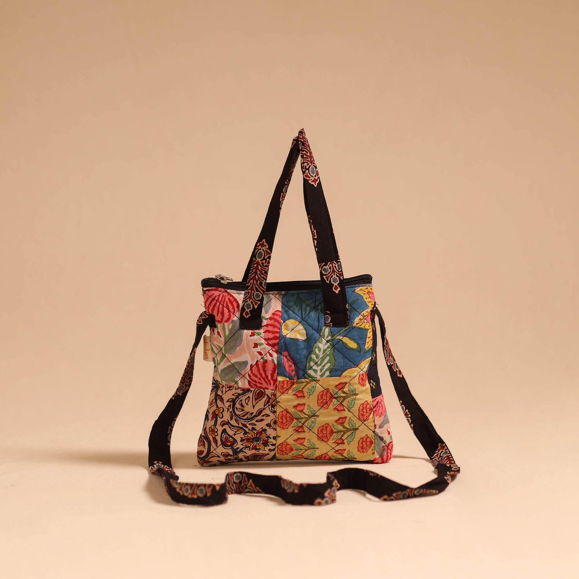 Multicolor - handmade quilted cotton patchwork sling bag 35