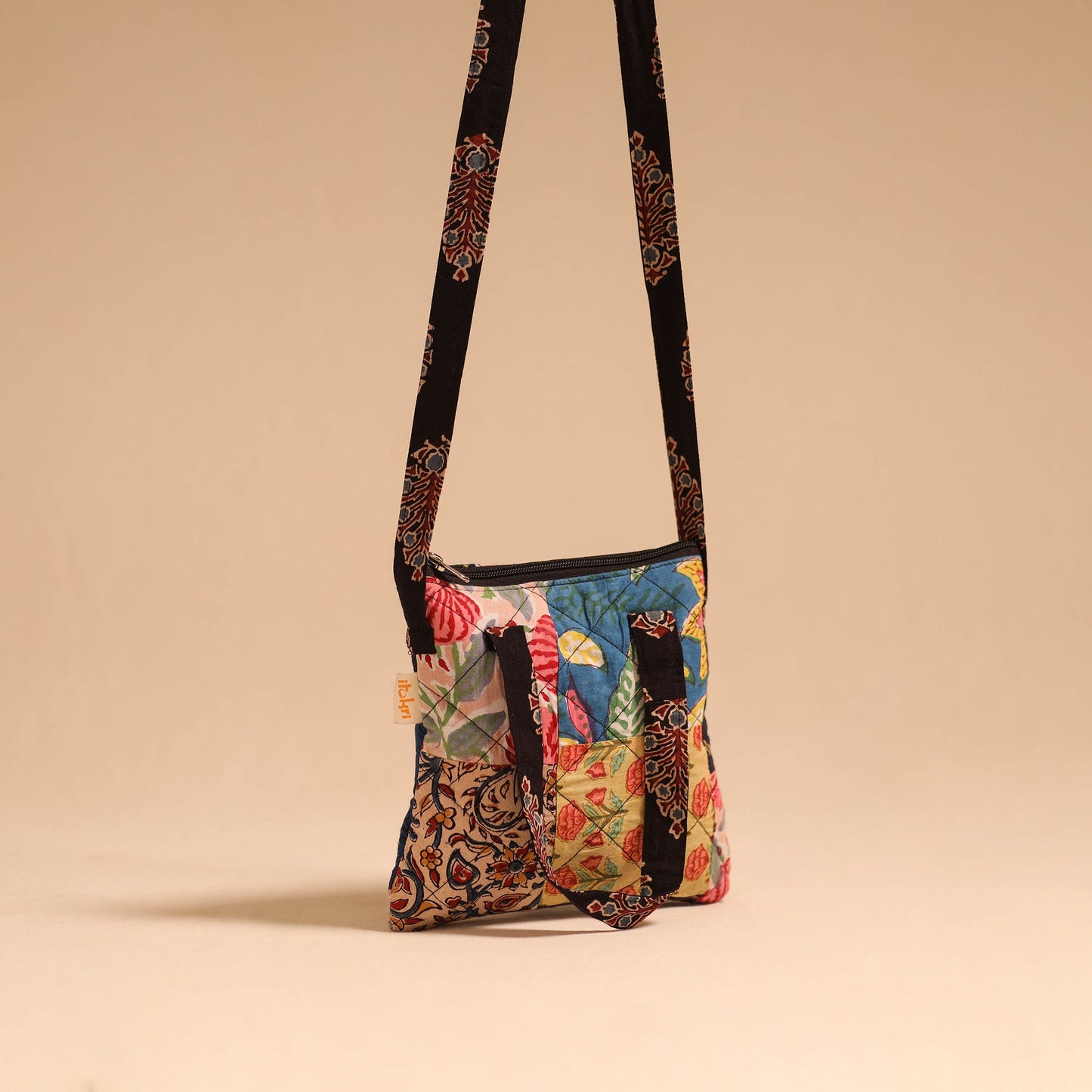 Multicolor - handmade quilted cotton patchwork sling bag 35