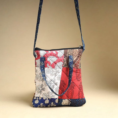 Multicolor Handmade Quilted Cotton Patchwork Sling Bag 37