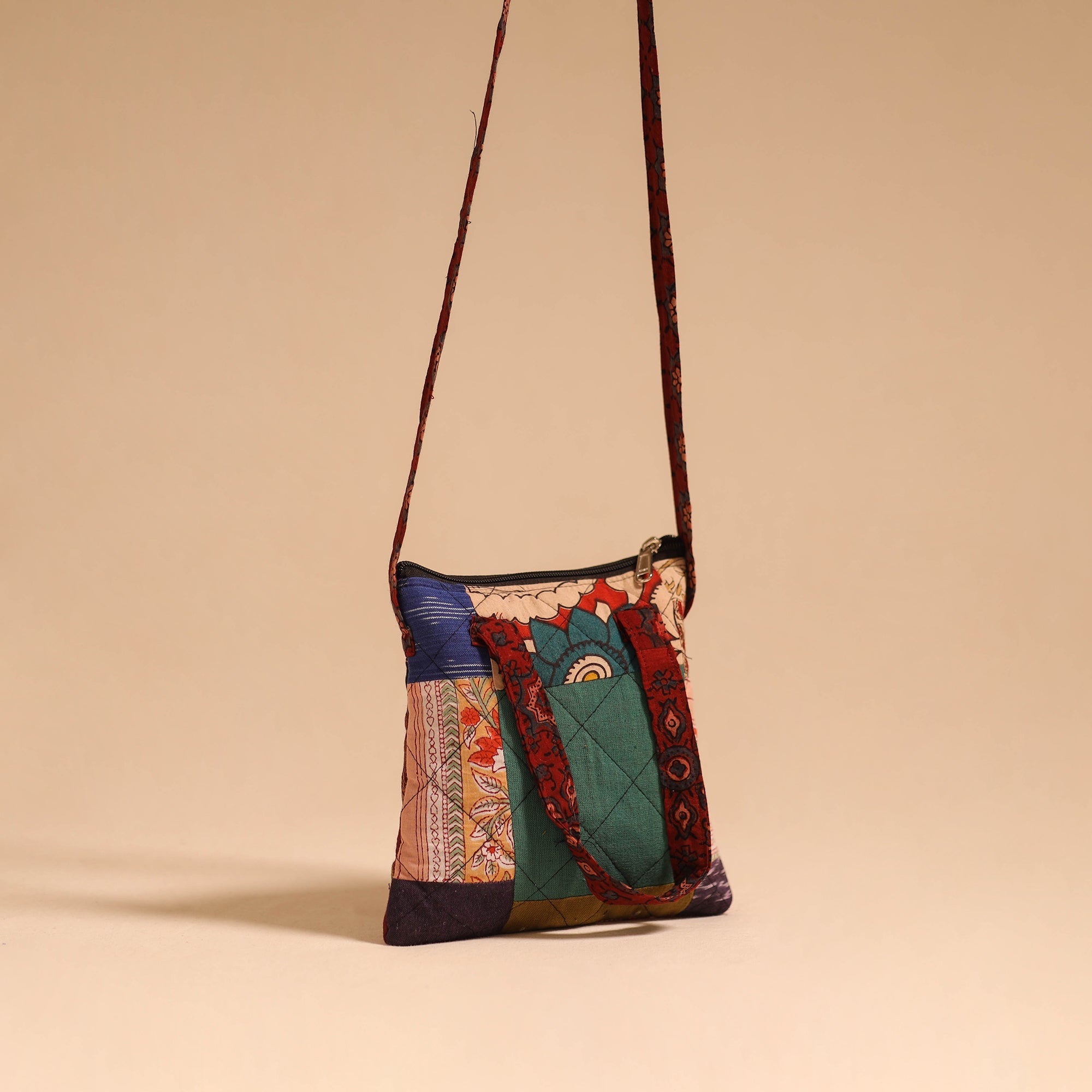 Multicolor - handmade quilted cotton patchwork sling bag 37