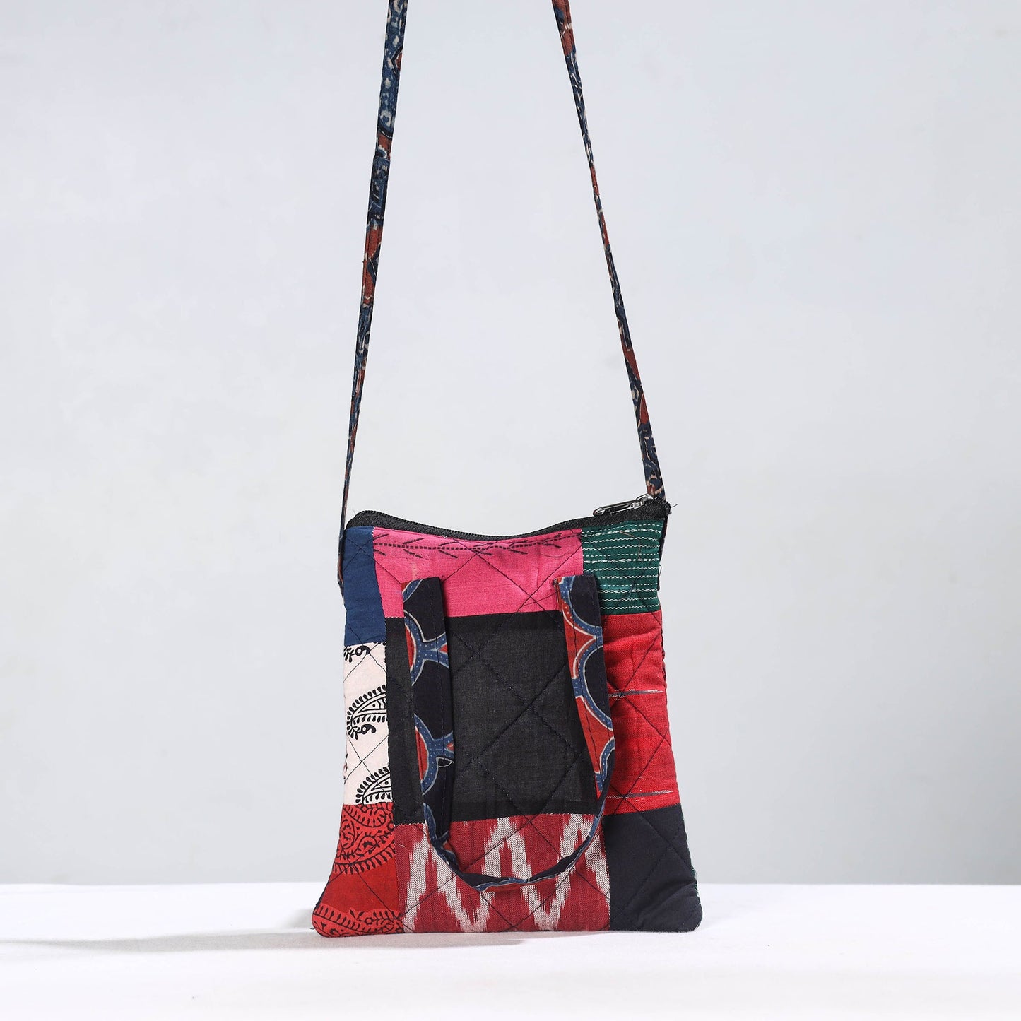 Multicolor Handmade Quilted Cotton Patchwork Sling Bag