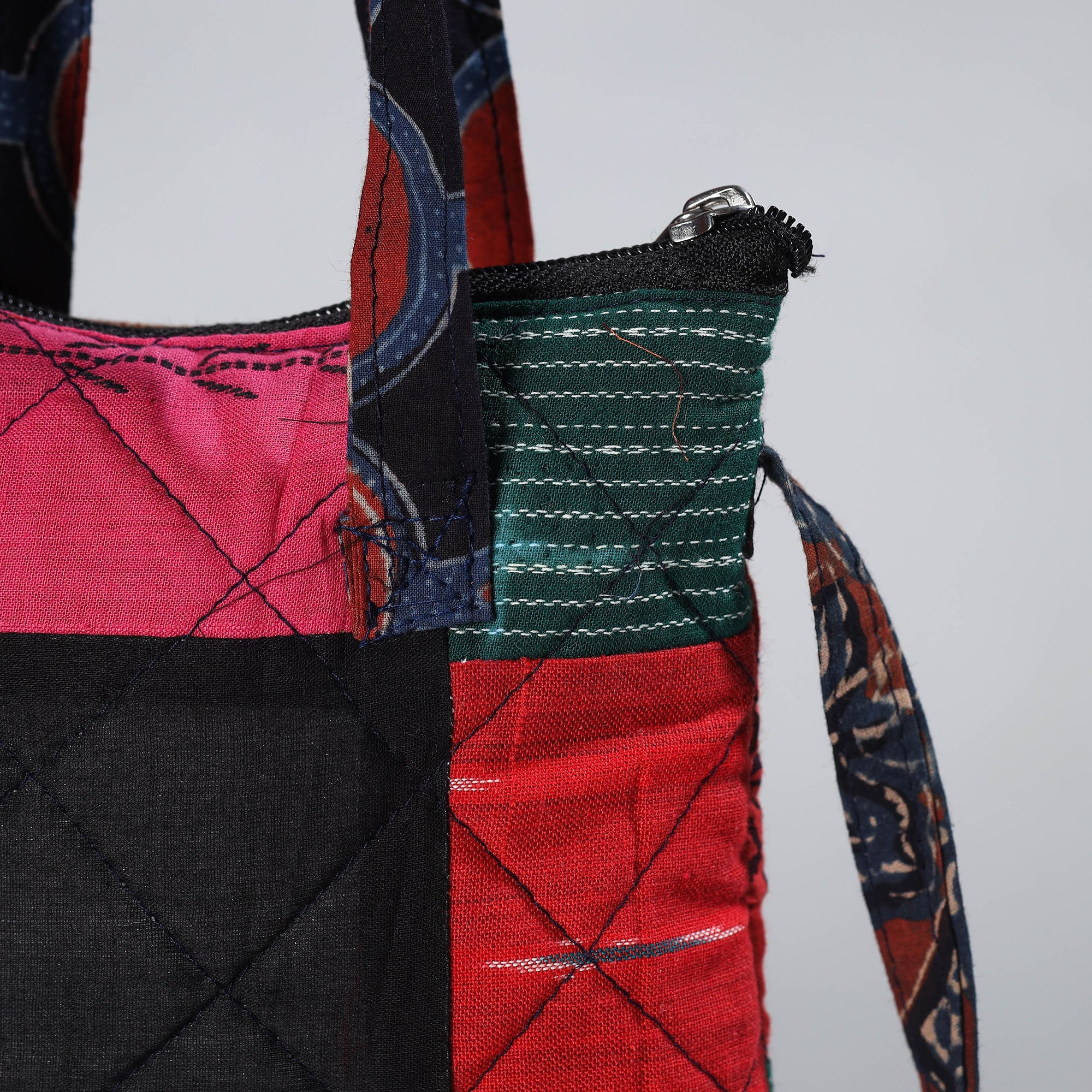 Multicolor Handmade Quilted Cotton Patchwork Sling Bag