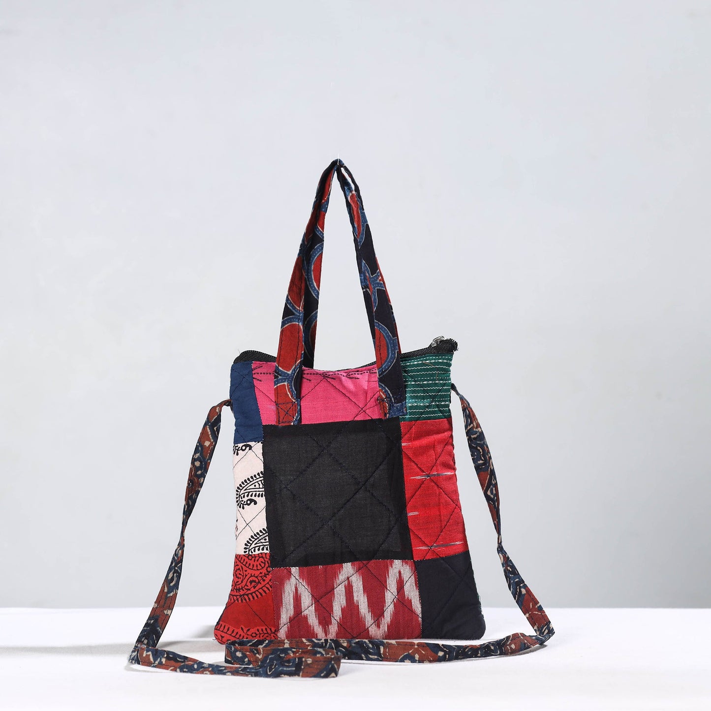 Multicolor Handmade Quilted Cotton Patchwork Sling Bag