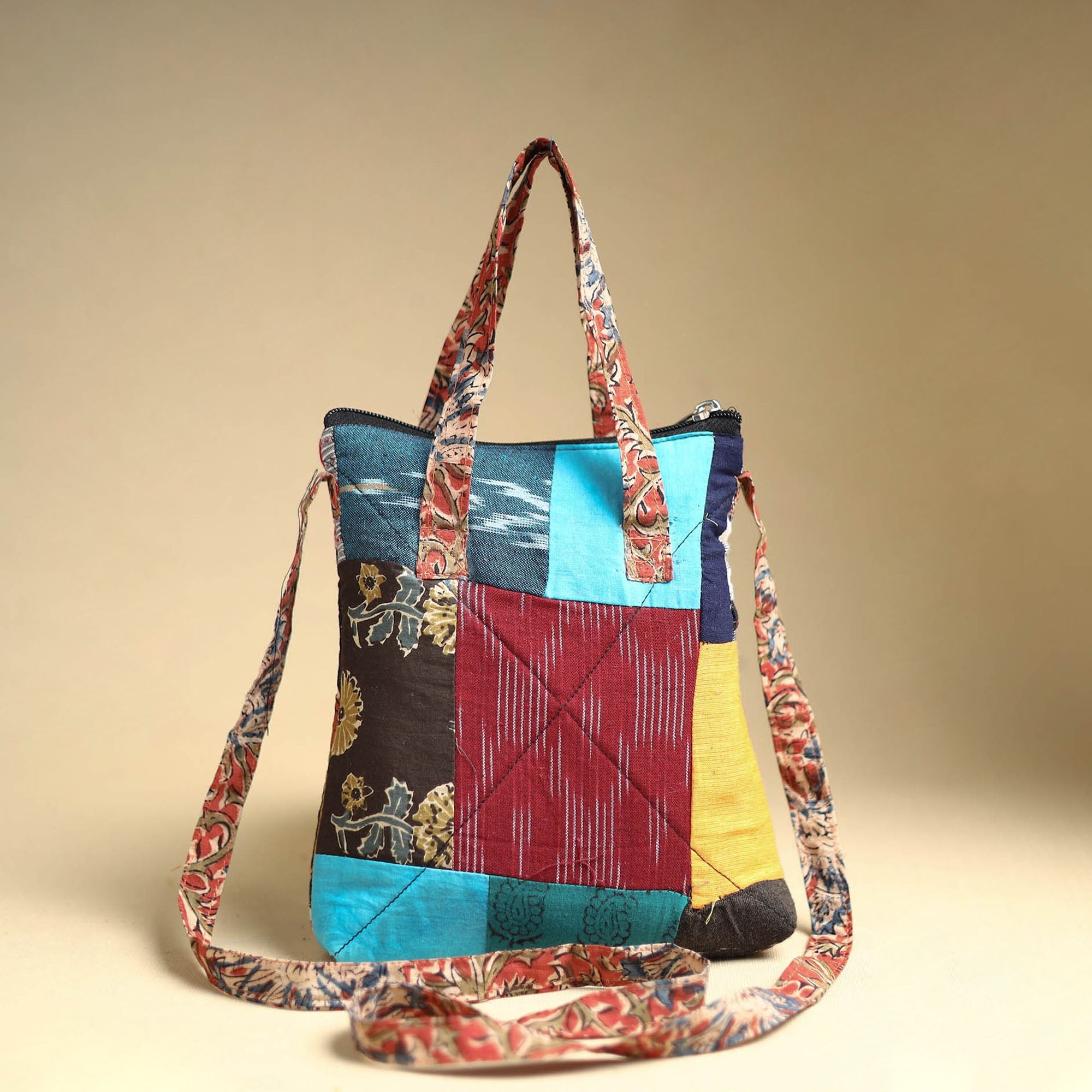Multicolor Handmade Quilted Cotton Patchwork Sling Bag 40