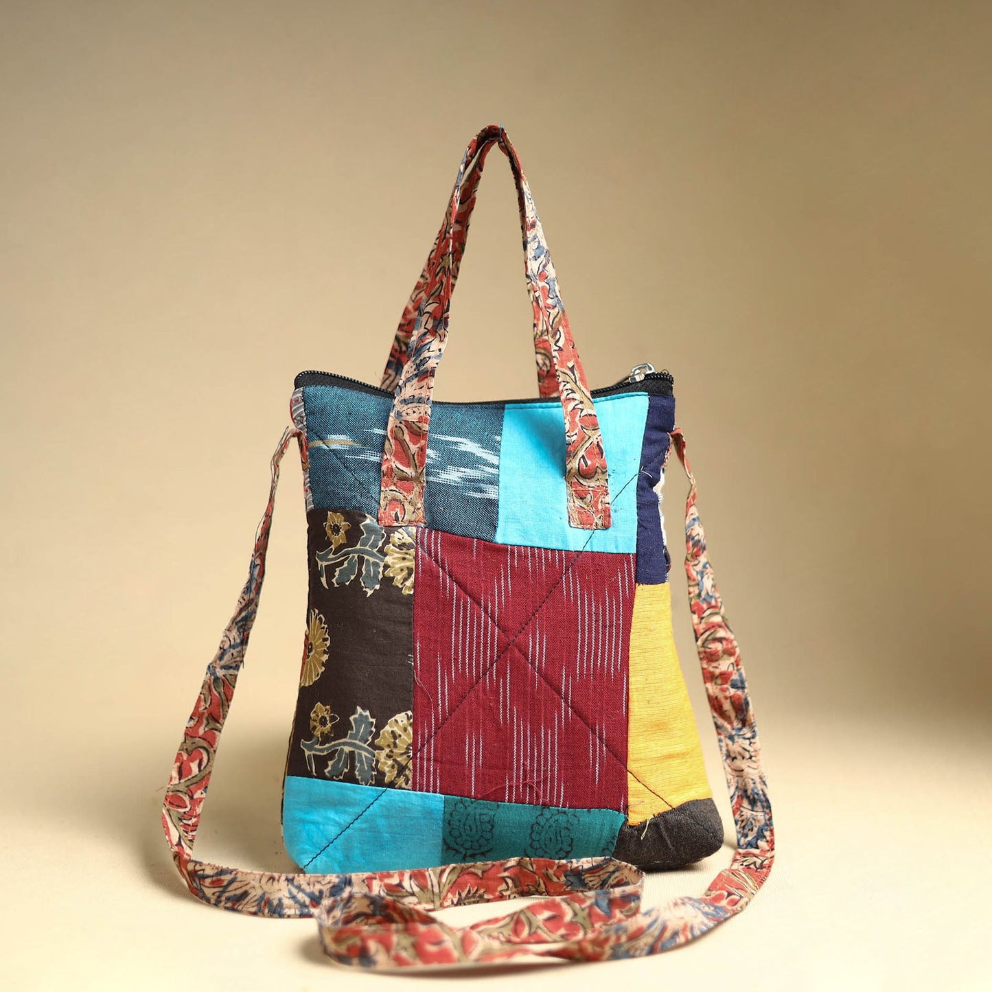 Multicolor Handmade Quilted Cotton Patchwork Sling Bag 40