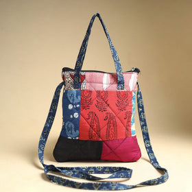 Multicolor Handmade Quilted Cotton Patchwork Sling Bag 45