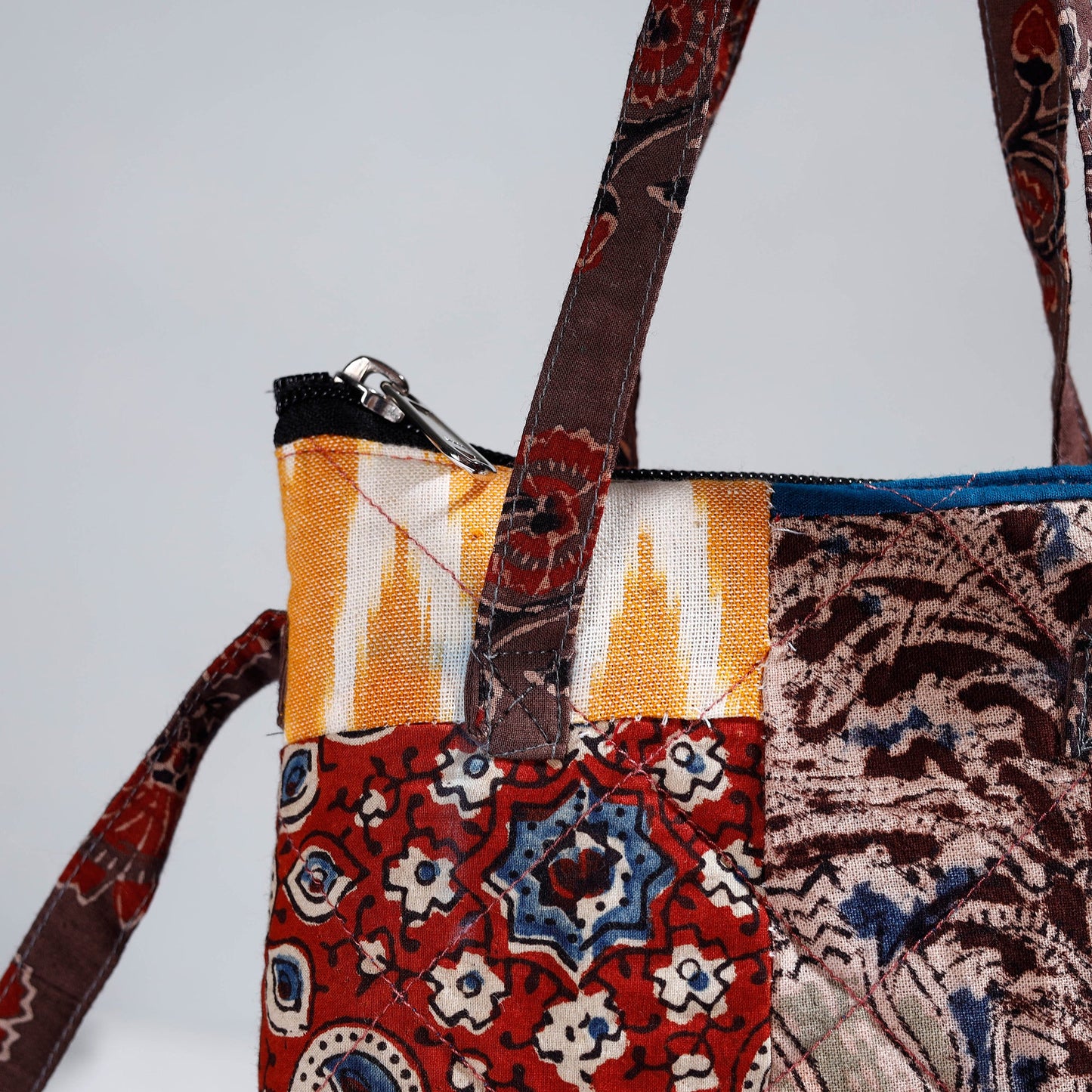 Multicolor Handmade Quilted Cotton Patchwork Sling Bag 47