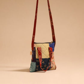 Multicolor - handmade quilted cotton patchwork sling bag 47