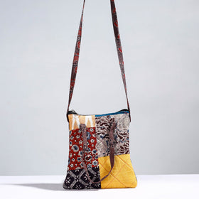Multicolor Handmade Quilted Cotton Patchwork Sling Bag 47