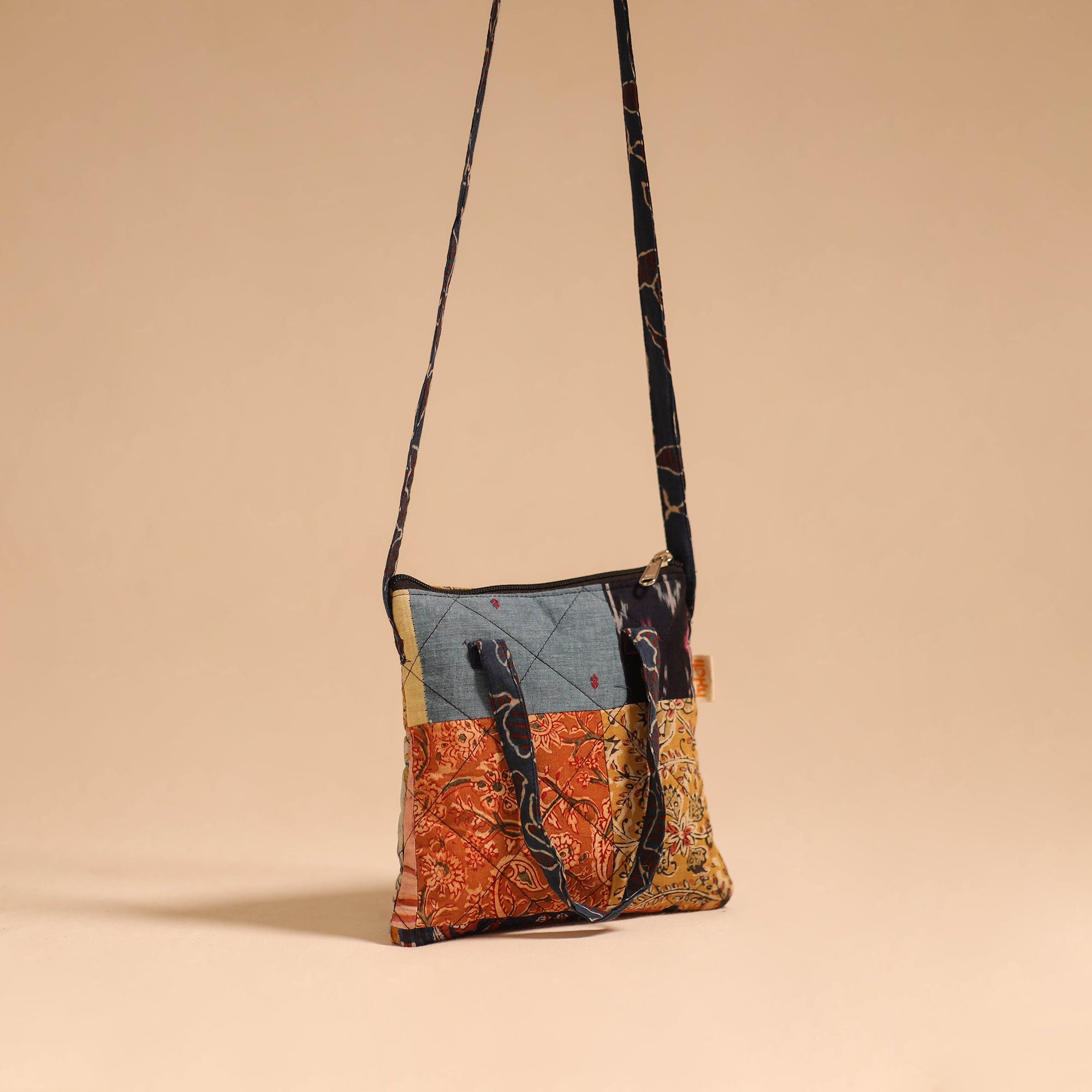 Multicolor - handmade quilted cotton patchwork sling bag 49