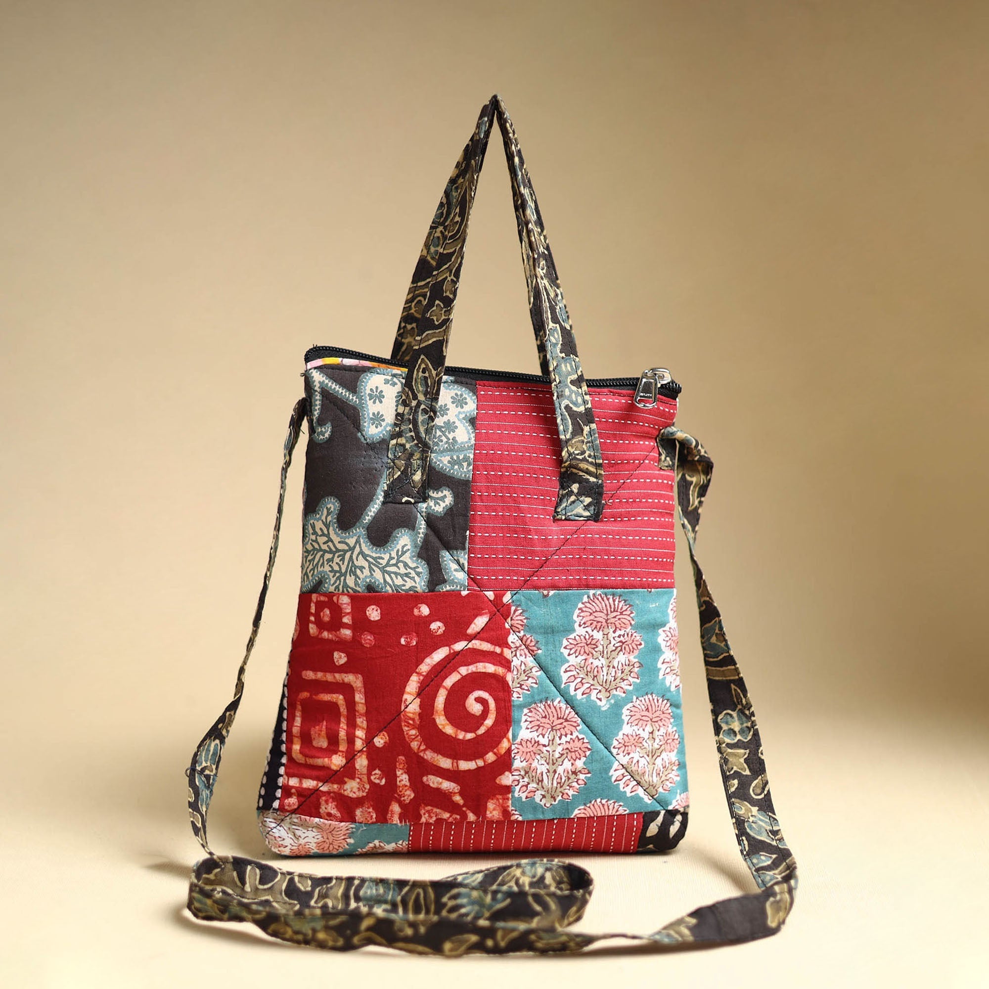  Handmade Quilted Cotton Patchwork Sling Bag 49 