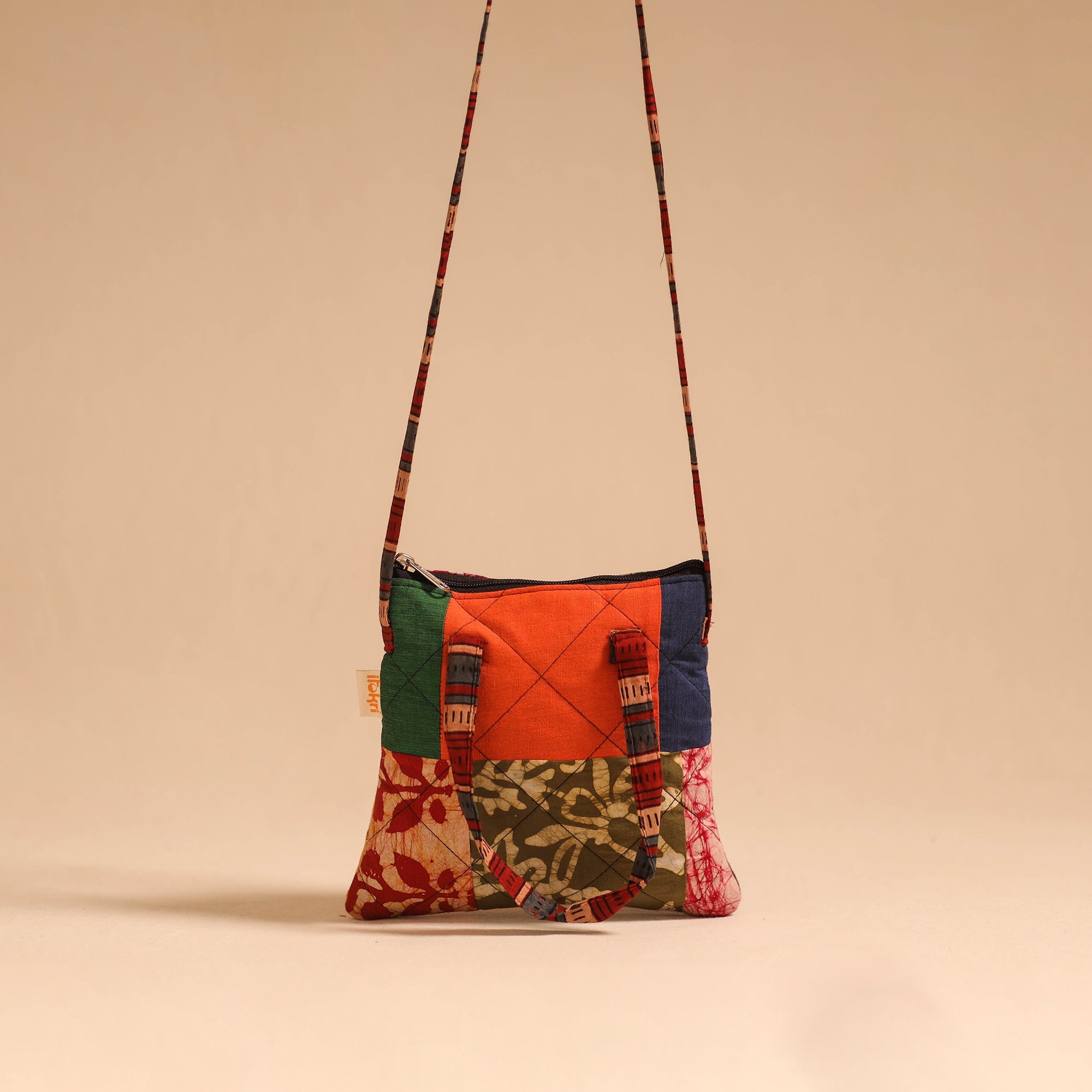 Multicolor - handmade quilted cotton patchwork sling bag 52