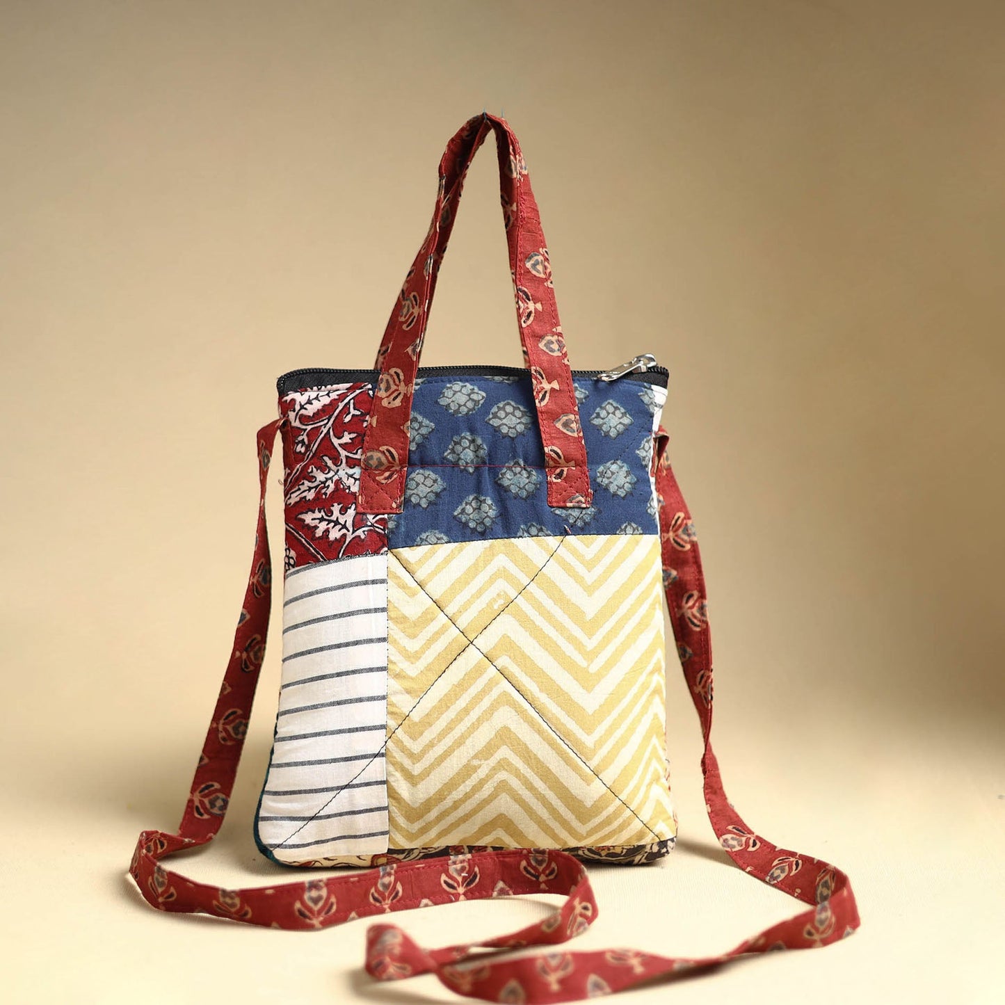  Handmade Quilted Cotton Patchwork Sling Bag 54 