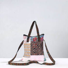 Multicolor Handmade Quilted Cotton Patchwork Sling Bag 