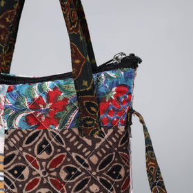 Multicolor Handmade Quilted Cotton Patchwork Sling Bag 