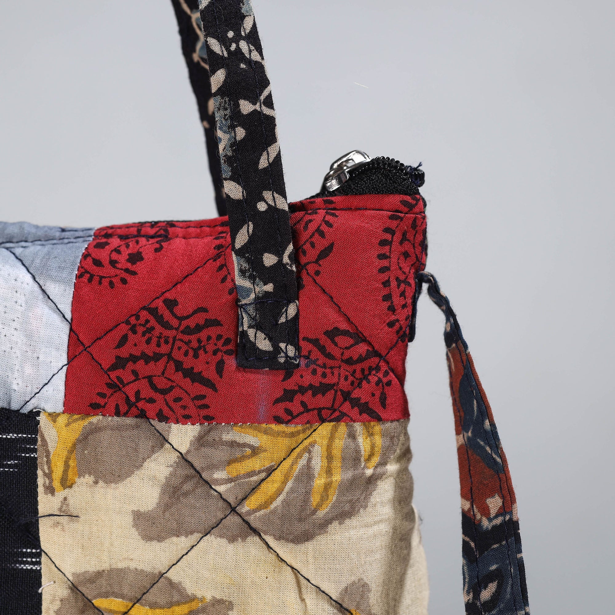 Multicolor Handmade Quilted Cotton Patchwork Sling Bag 