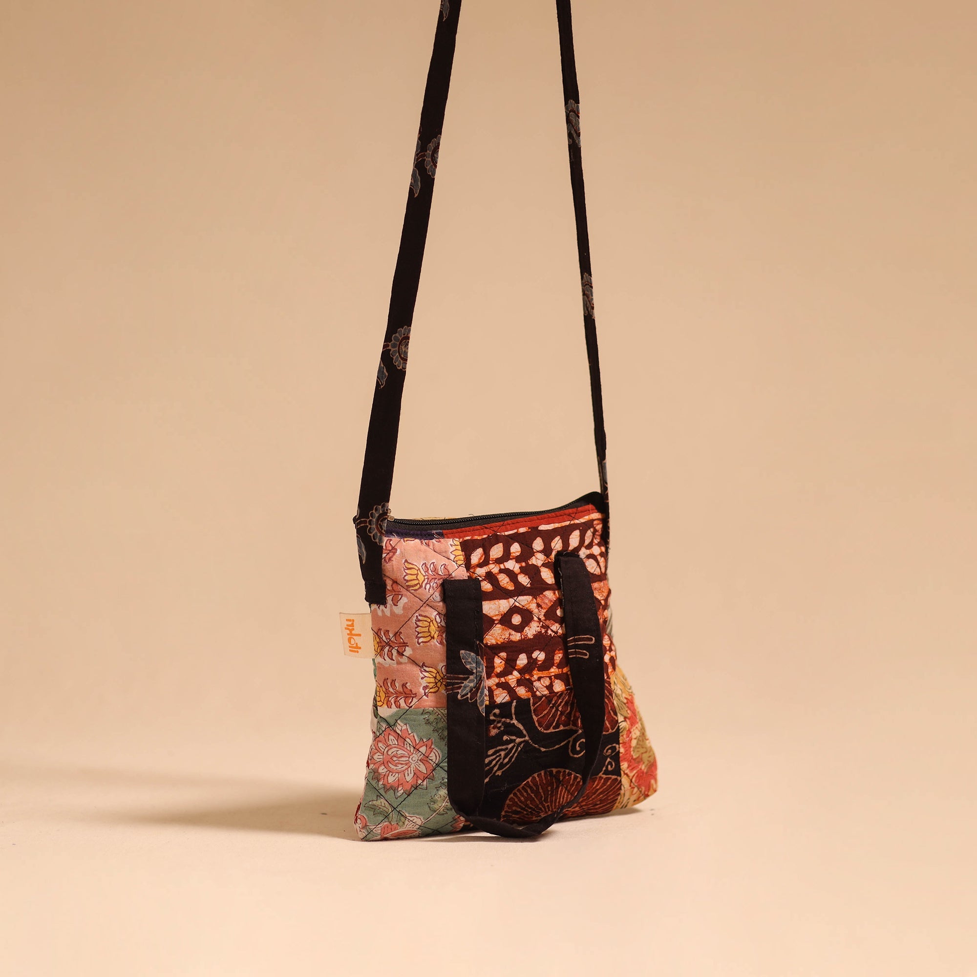 Multicolor - handmade quilted cotton patchwork sling bag 55