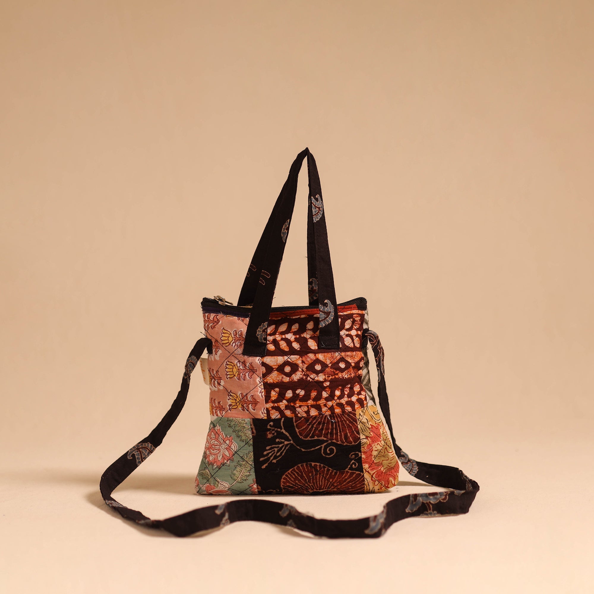 Multicolor - handmade quilted cotton patchwork sling bag 55