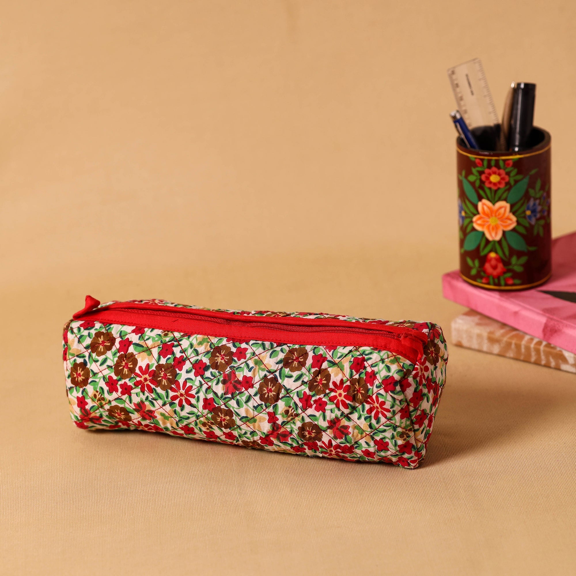 Multicolor Handmade Quilted Cotton Pencil Pouch