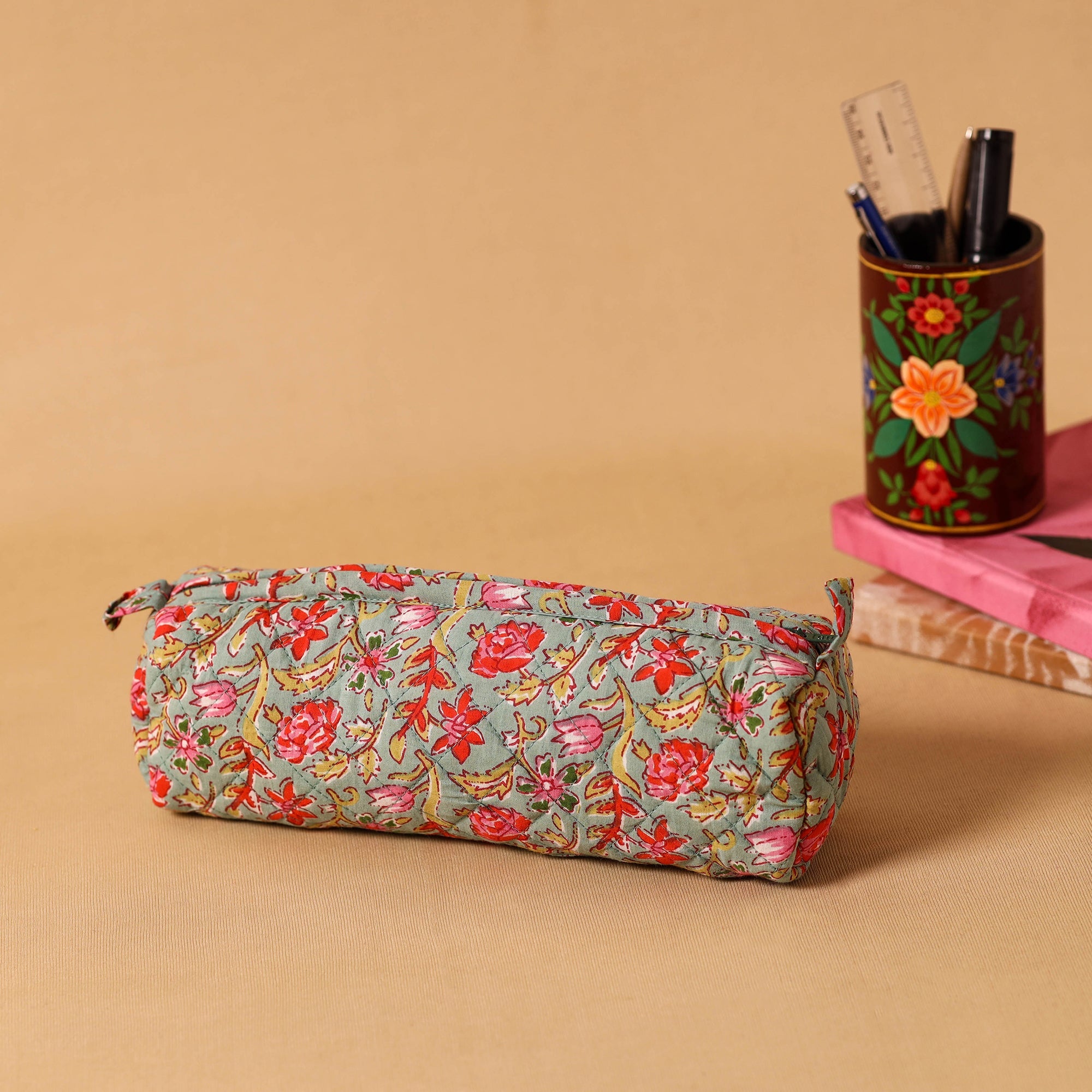 Multicolor Handmade Quilted Cotton Pencil Pouch