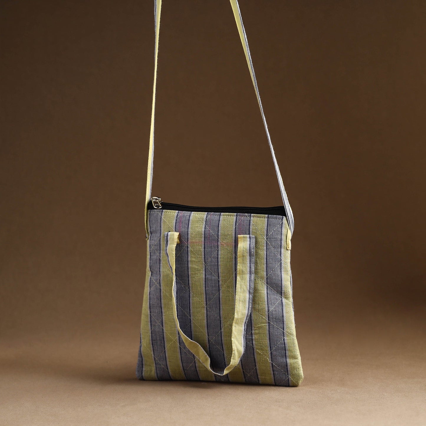 Multicolor - handmade quilted cotton sling bag 16