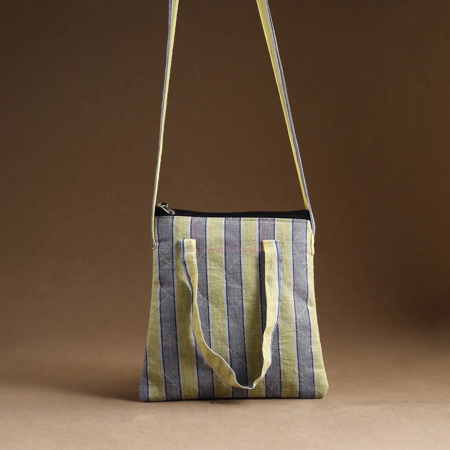 Multicolor - handmade quilted cotton sling bag 16