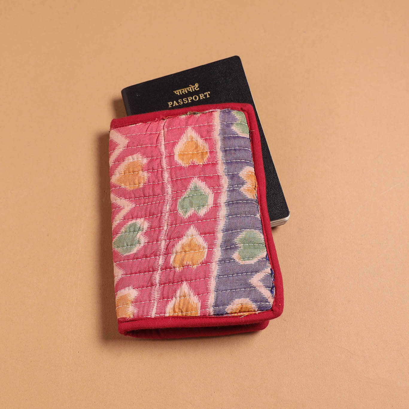 Handmade quilted printed fabric passport cover 05