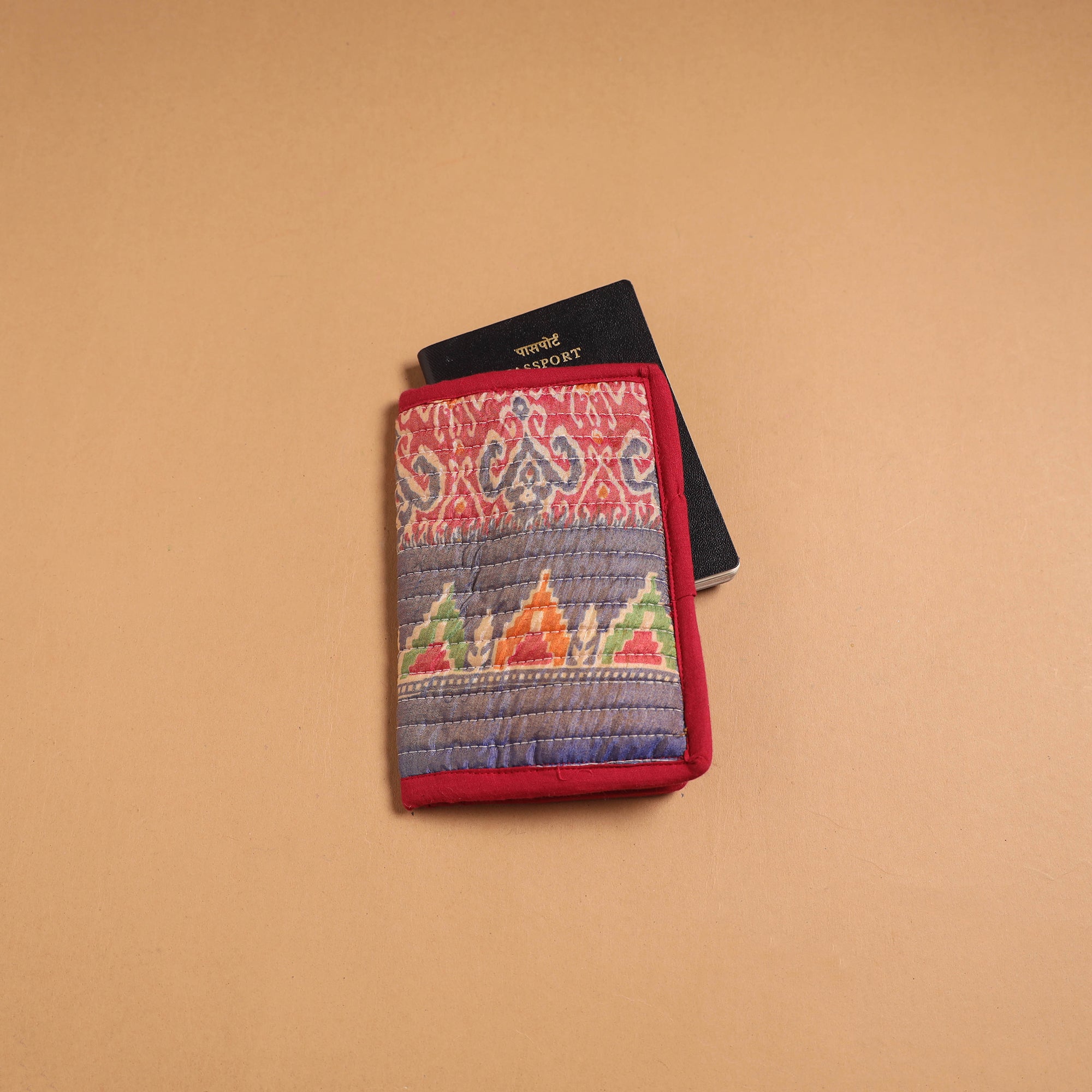 Handmade quilted printed fabric passport cover 07