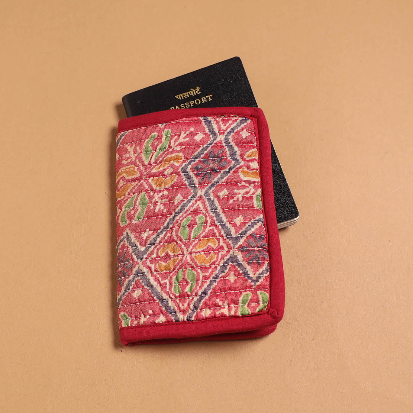 Handmade quilted printed fabric passport cover 10