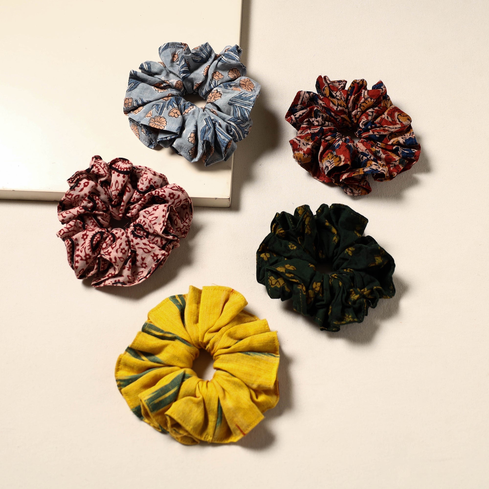 Multicolor - handmade rubber band/scrunchies (set of 5) 19