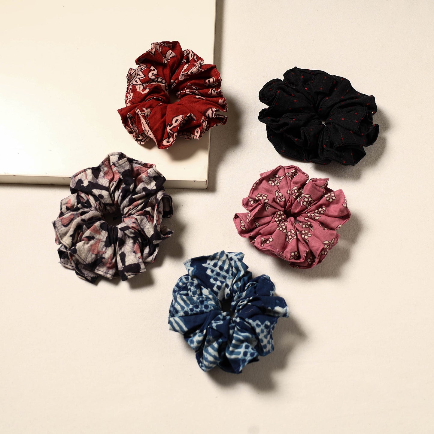 Multicolor - handmade rubber band/scrunchies (set of 5) 24