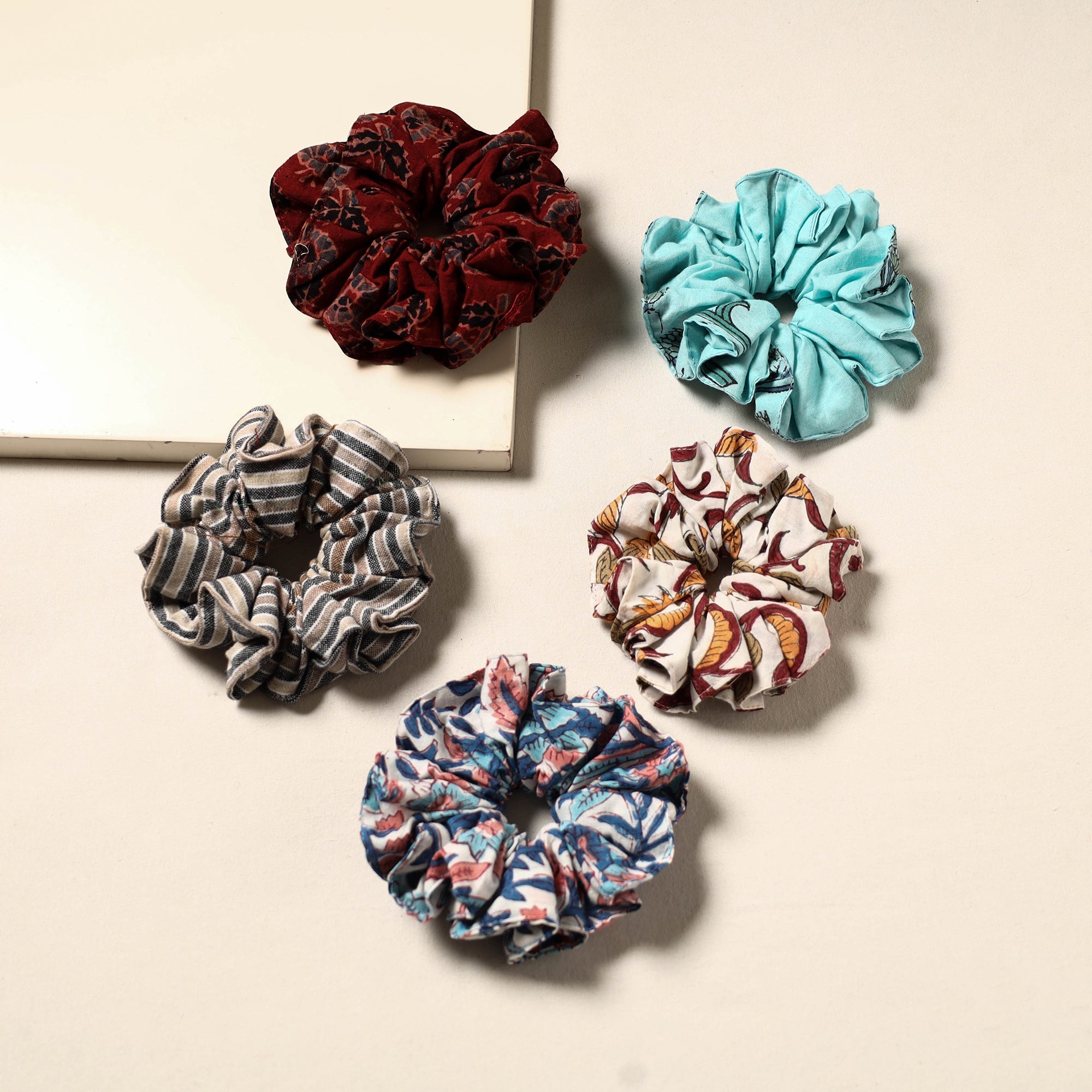 Multicolor - handmade rubber band/scrunchies (set of 5) 27