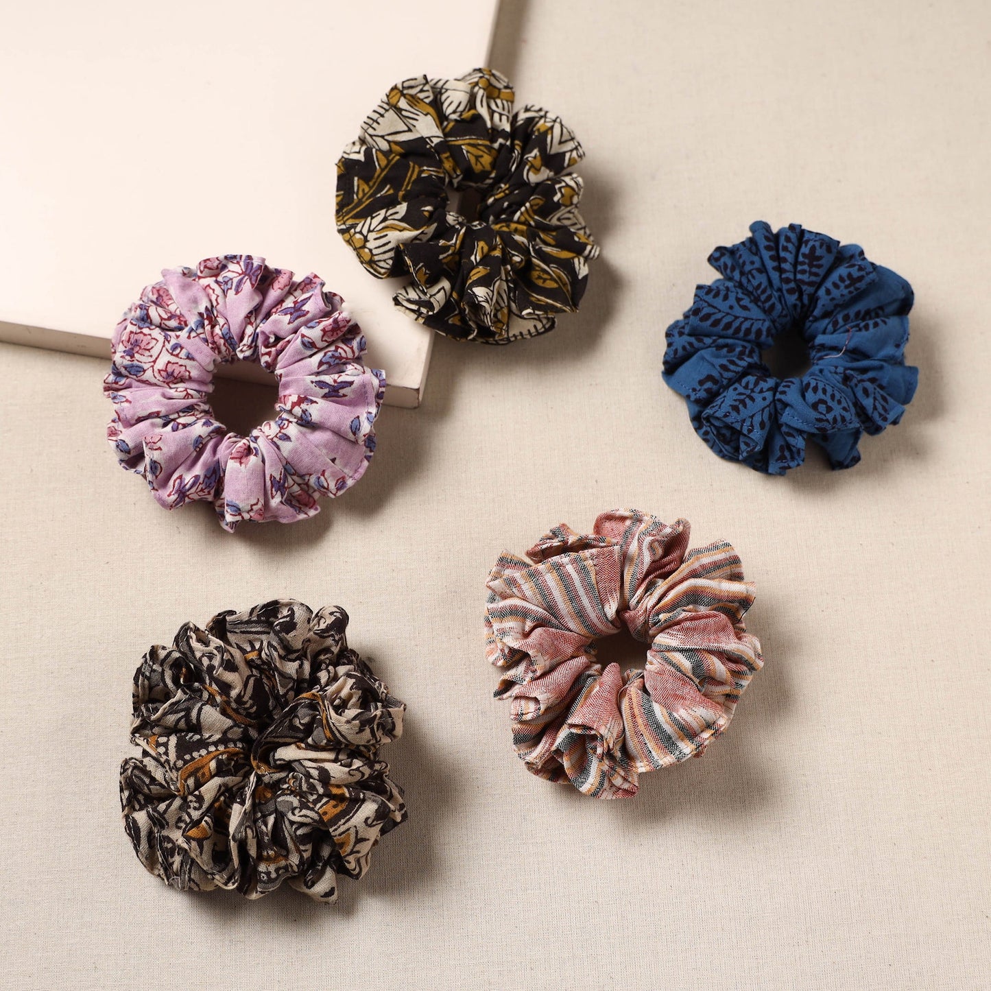 Multicolor - handmade rubber band/scrunchies (set of 5) 36