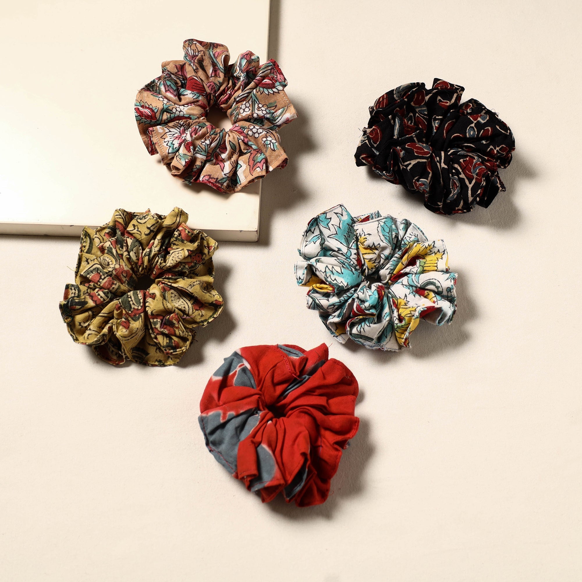 Multicolor - handmade rubber band/scrunchies (set of 5) 36