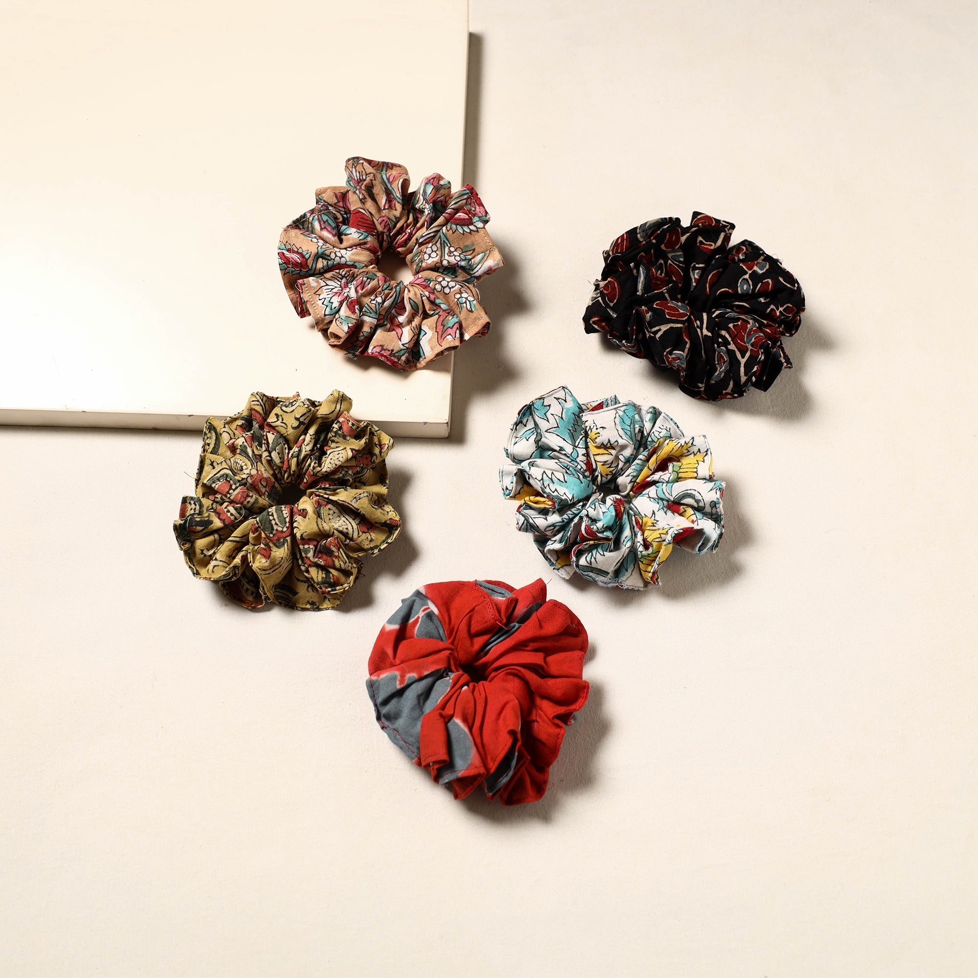 Multicolor - handmade rubber band/scrunchies (set of 5) 36