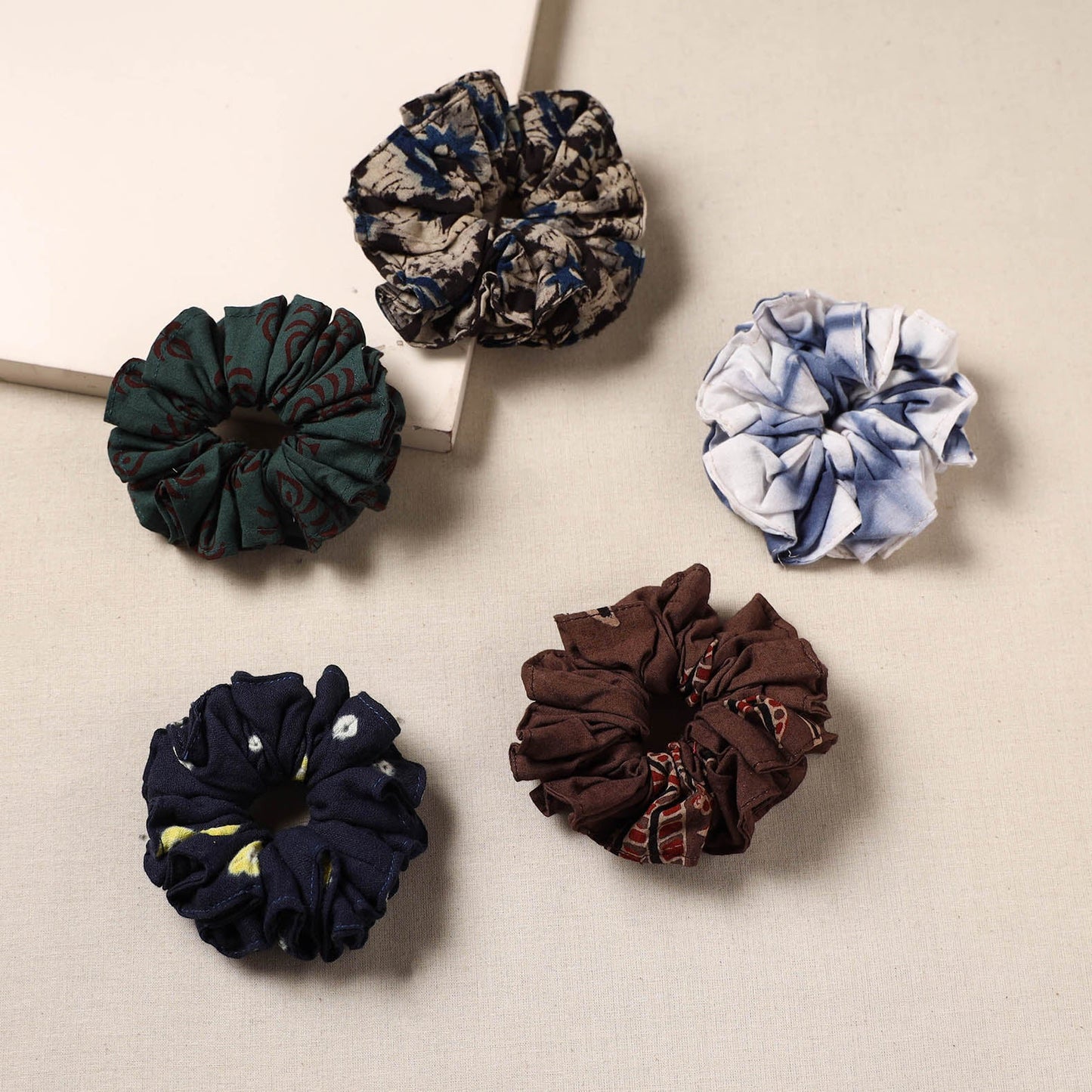 Multicolor - handmade rubber band/scrunchies (set of 5) 37