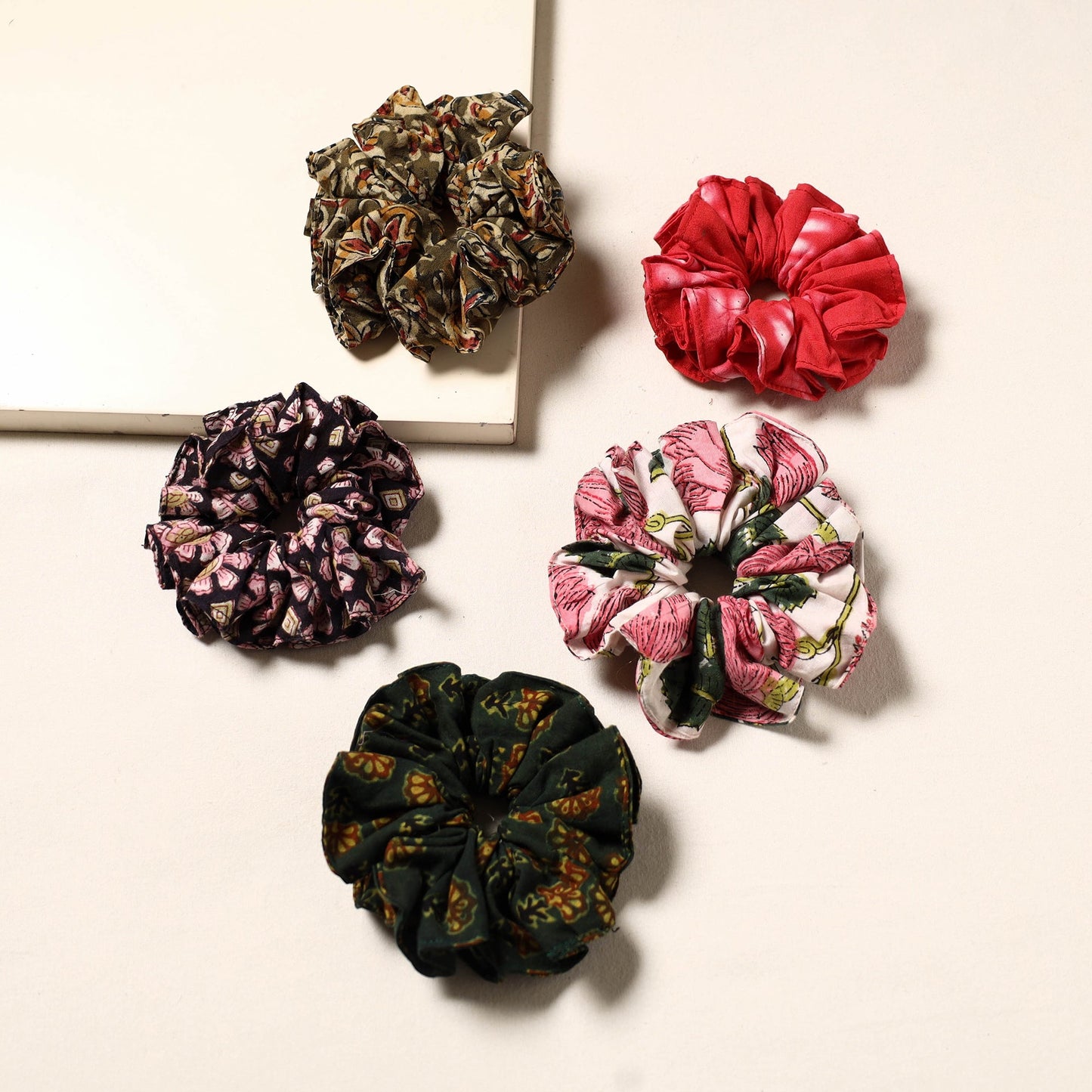 Multicolor - handmade rubber band/scrunchies (set of 5) 44