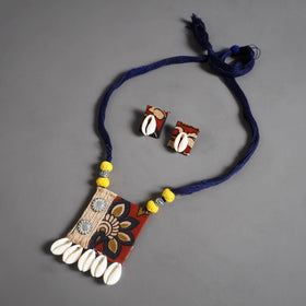 Buy Handmade Shell Jute Fabart Necklace Set Online
