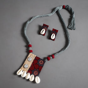 Handmade Shell Jute Fabart Necklace Set 36