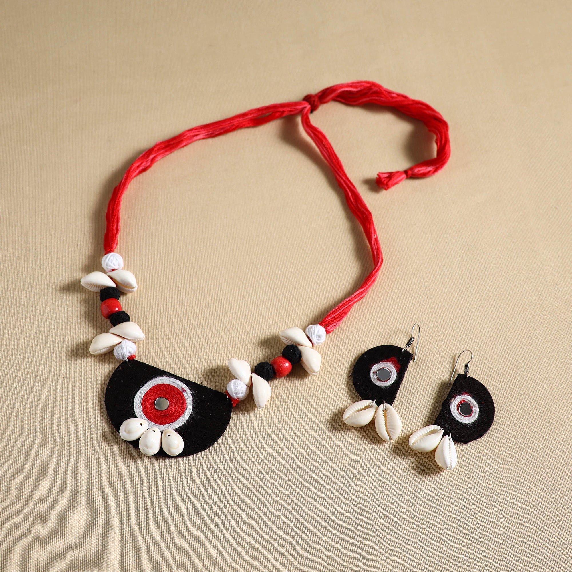 Handmade Shell Work Fabart Necklace Set 03