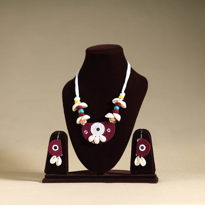 Handmade Shell Work Fabart Necklace Set 10