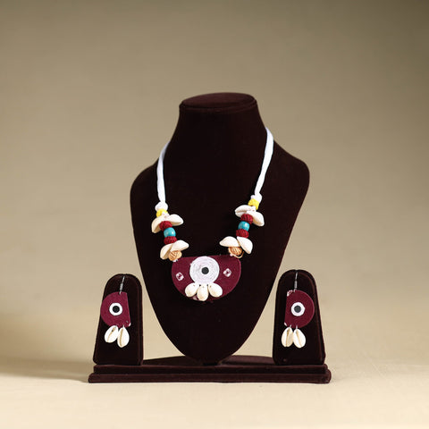 Handmade Shell Work Fabart Necklace Set 10