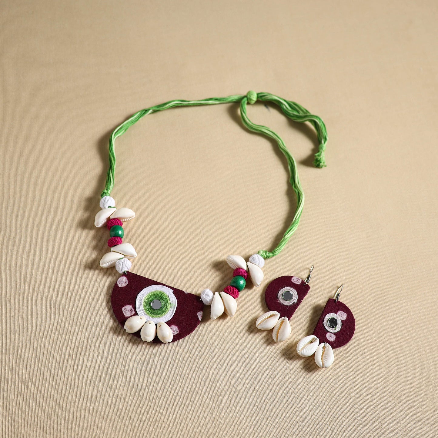 Handmade Shell Work Fabart Necklace Set 11