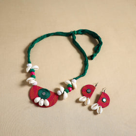 Handmade Shell Work Fabart Necklace Set 12