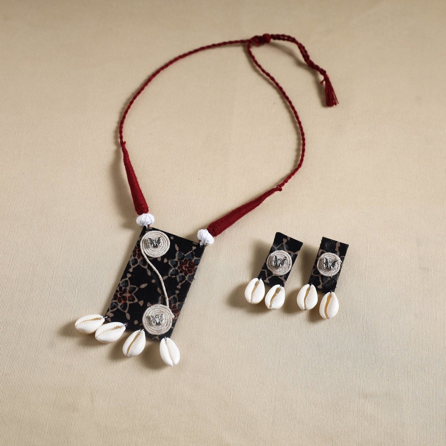 Multicolor - handmade shell work fabart necklace set 18