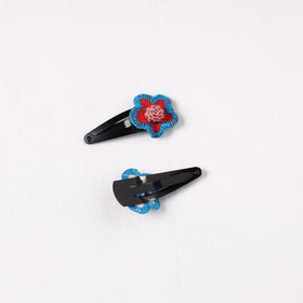  Handmade Thread Work Tik-Tak Hair Clips (Set of 2) 