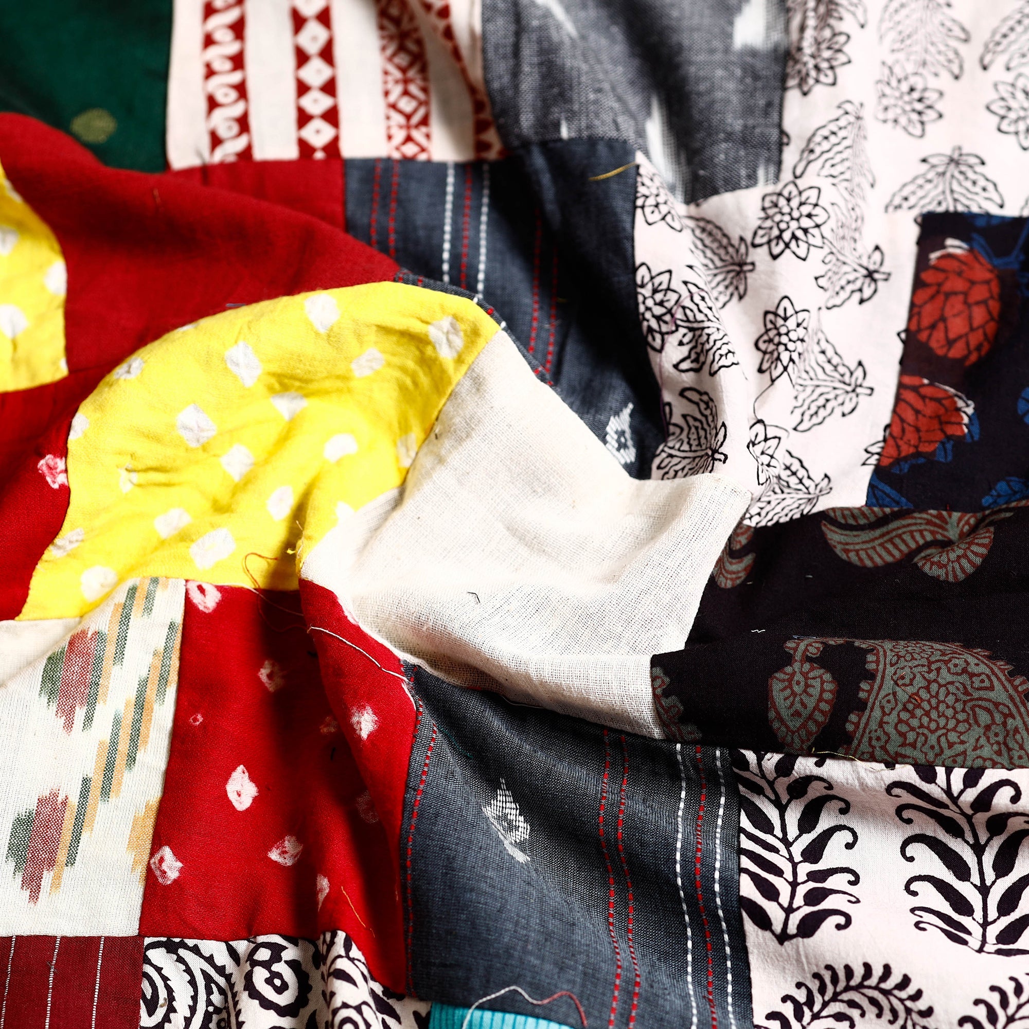  Handmade Tukdi Kaam Patchwork Cotton kurta Material - (3 meter) 01 