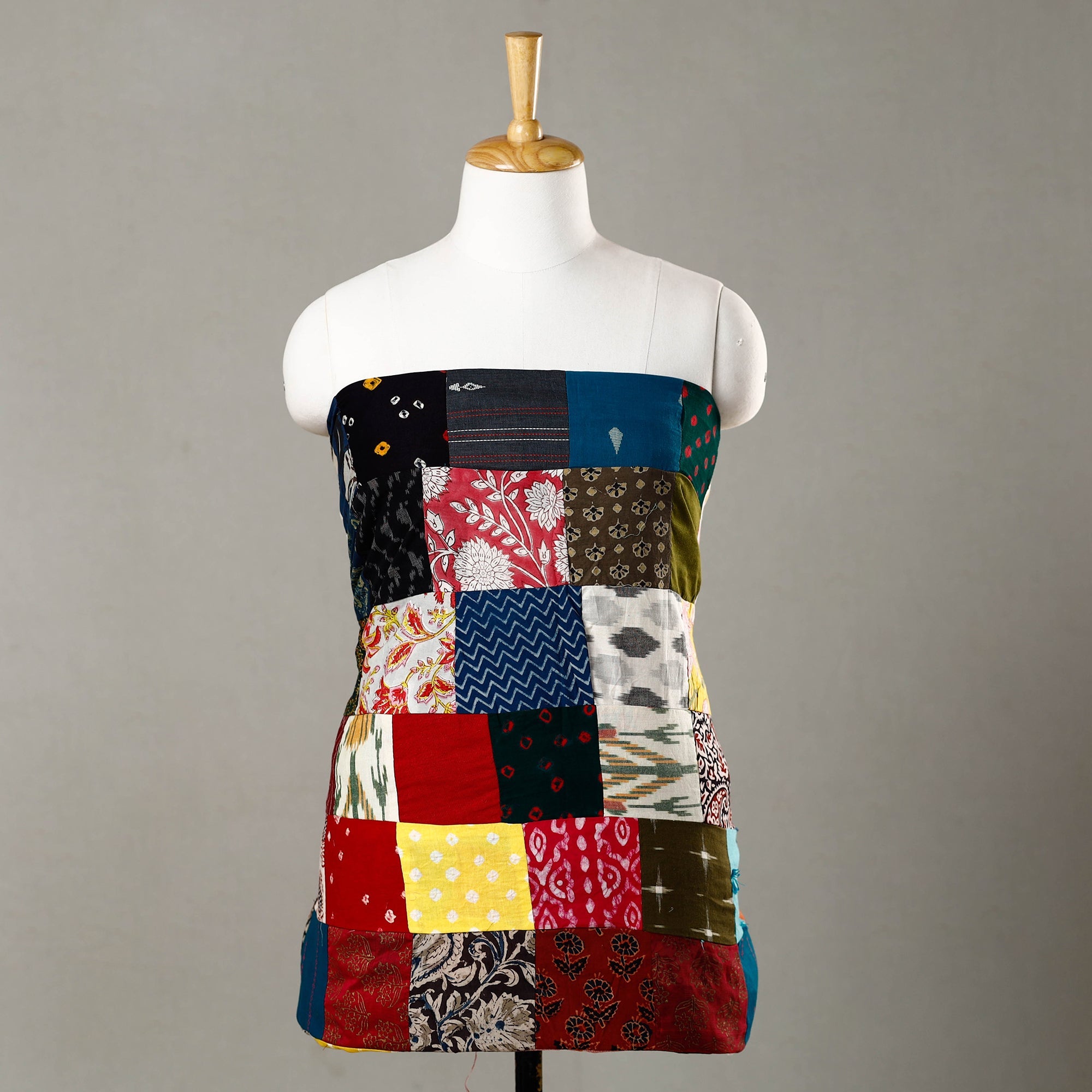  Handmade Tukdi Kaam Patchwork Cotton kurta Material - (3 meter) 01 