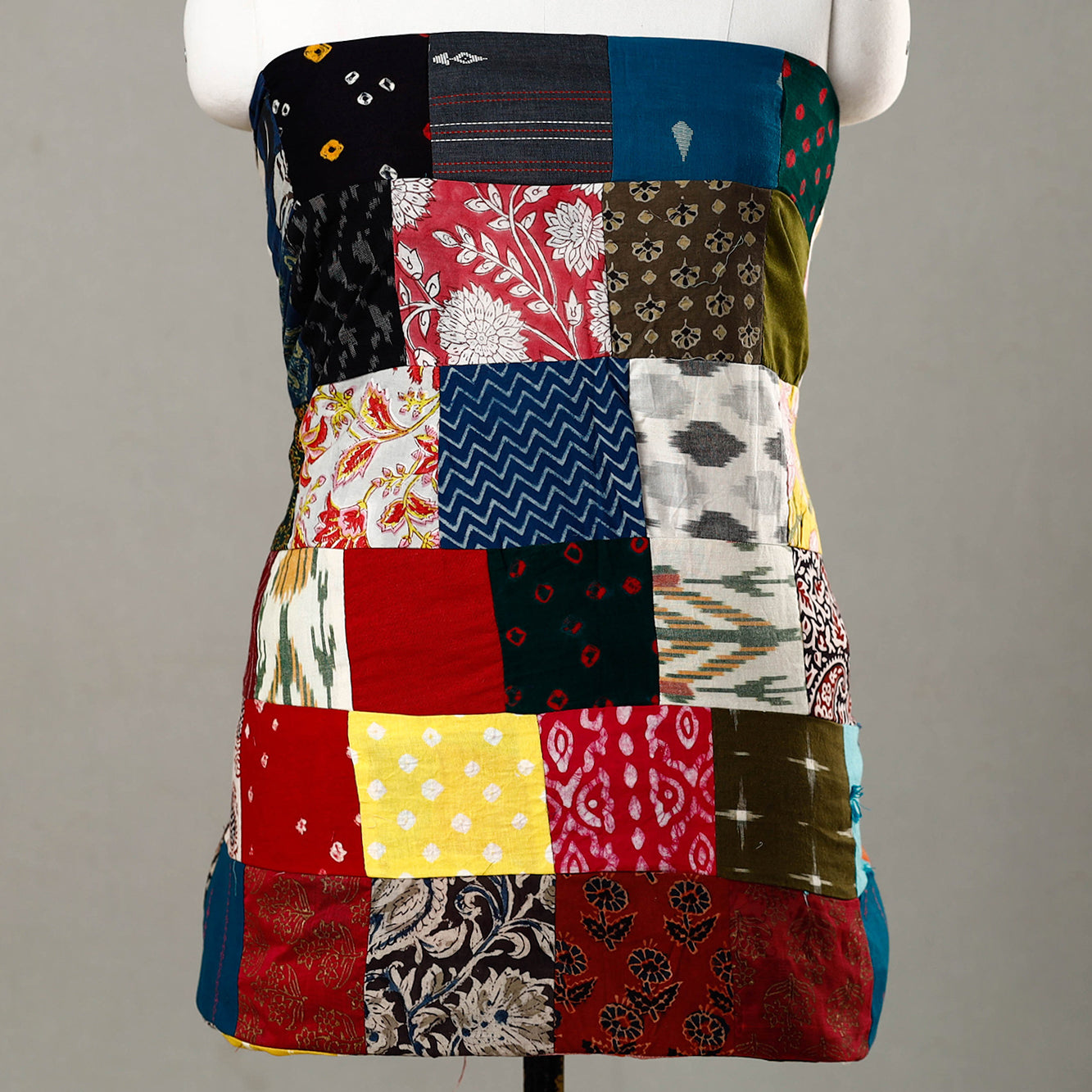  Handmade Tukdi Kaam Patchwork Cotton kurta Material - (3 meter) 01 