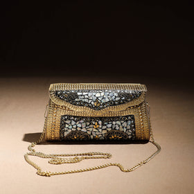 Multicolor Handmade Vintage Metal & Mosaic Stone Clutch / Sling Bag